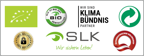 Zertifizierungen & Sicherheit, Zertifizierungen und Unternehmenspartnerschaften der akala Bio Manufaktur: Offizielles EU-BIO-Zertifikat, SLK Bio-Zertifikat, Klimabündnis-Partner Österreich, Recycling, Österreichischer Onlineshop